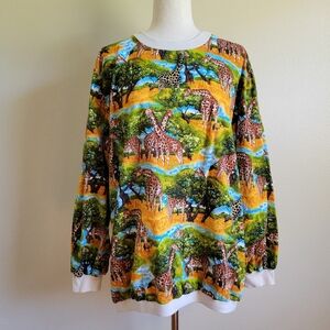 Vintage Giraffe Safari Print Long Sleeve Sweatshirt